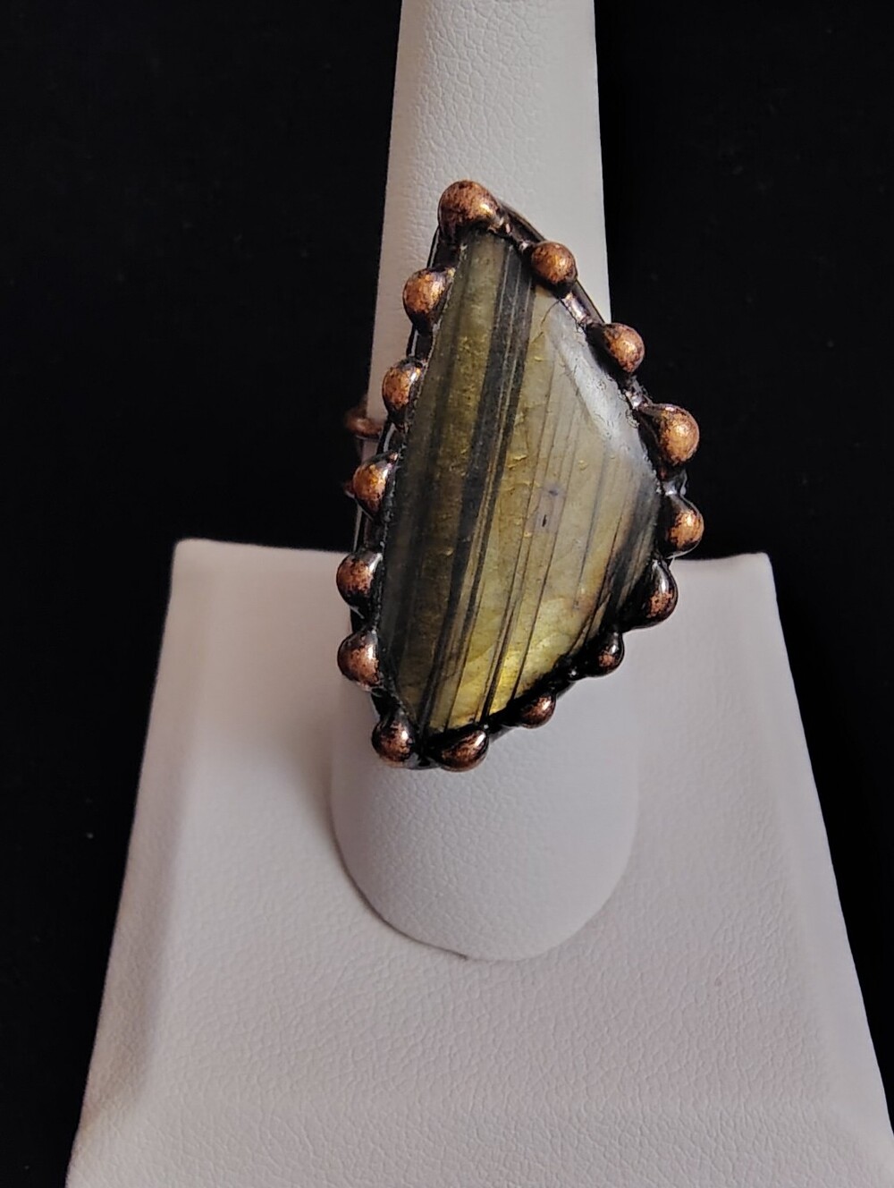 Striated Labradorite Statement Ring